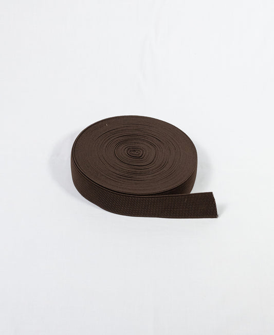 Fancy Elastic - Beaded Chocolate (50mm) (SOLD PER METER & ROLL)