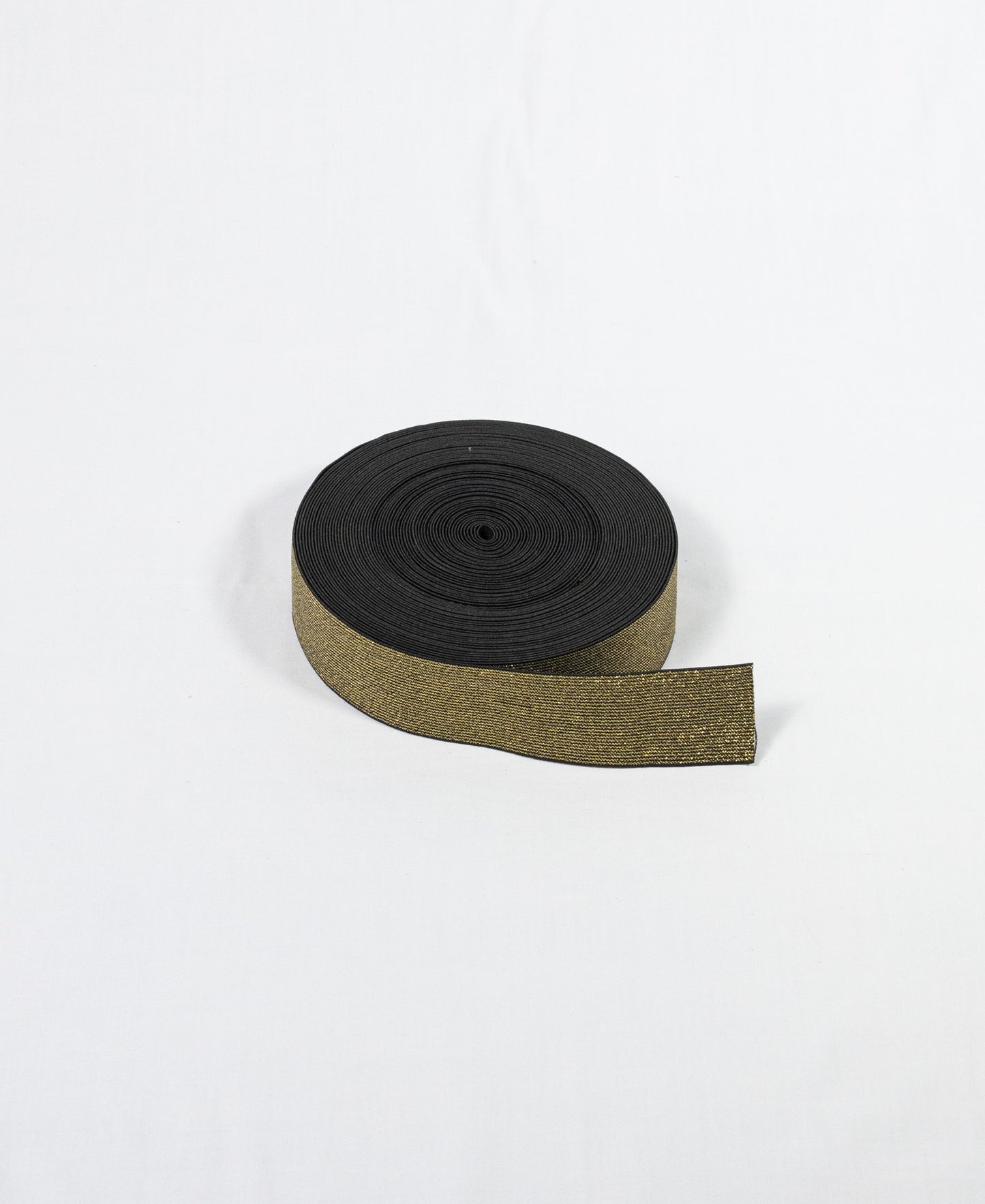 Fancy Elastic - Black/Gold Lurex (50mm) (SOLD PER METER & ROLL)
