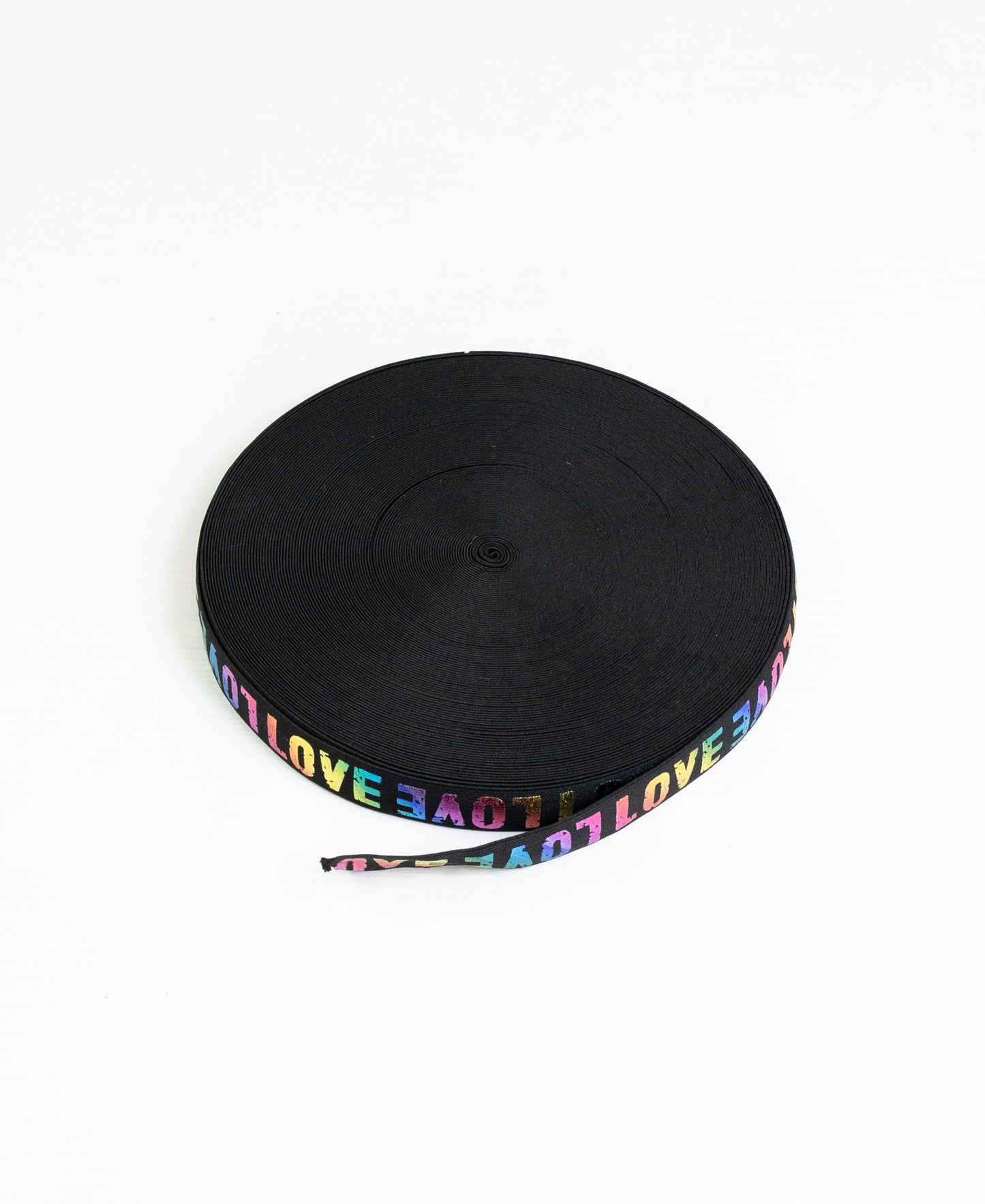 Printed Elastic - Rainbow "LOVE" (30mm) (SOLD PER METER & ROLL)