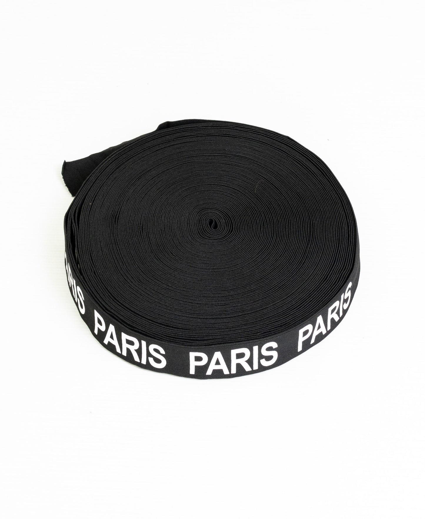 Printed Elastic - Black/White "Paris" (40mm) (SOLD PER METER & ROLL)