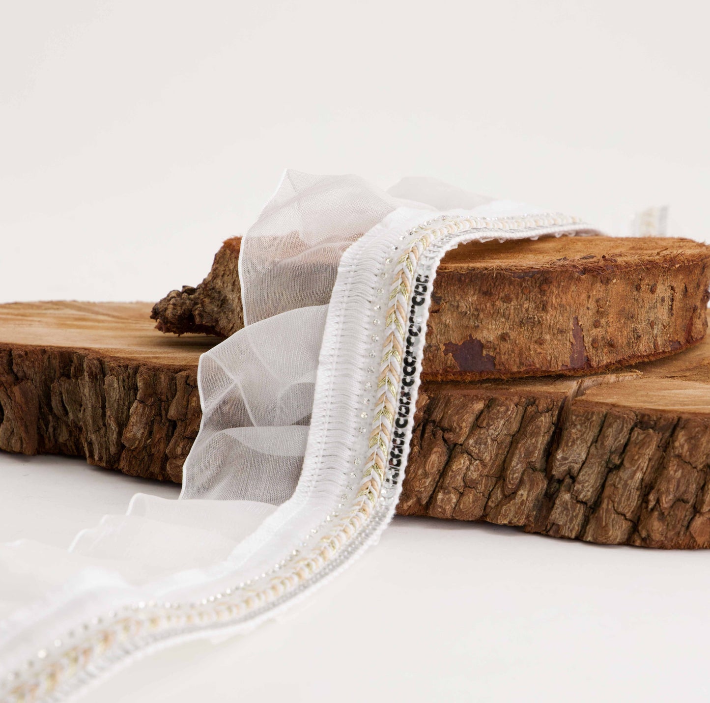 Sequined Braid with Pleated Organza (SOLD PER METER)