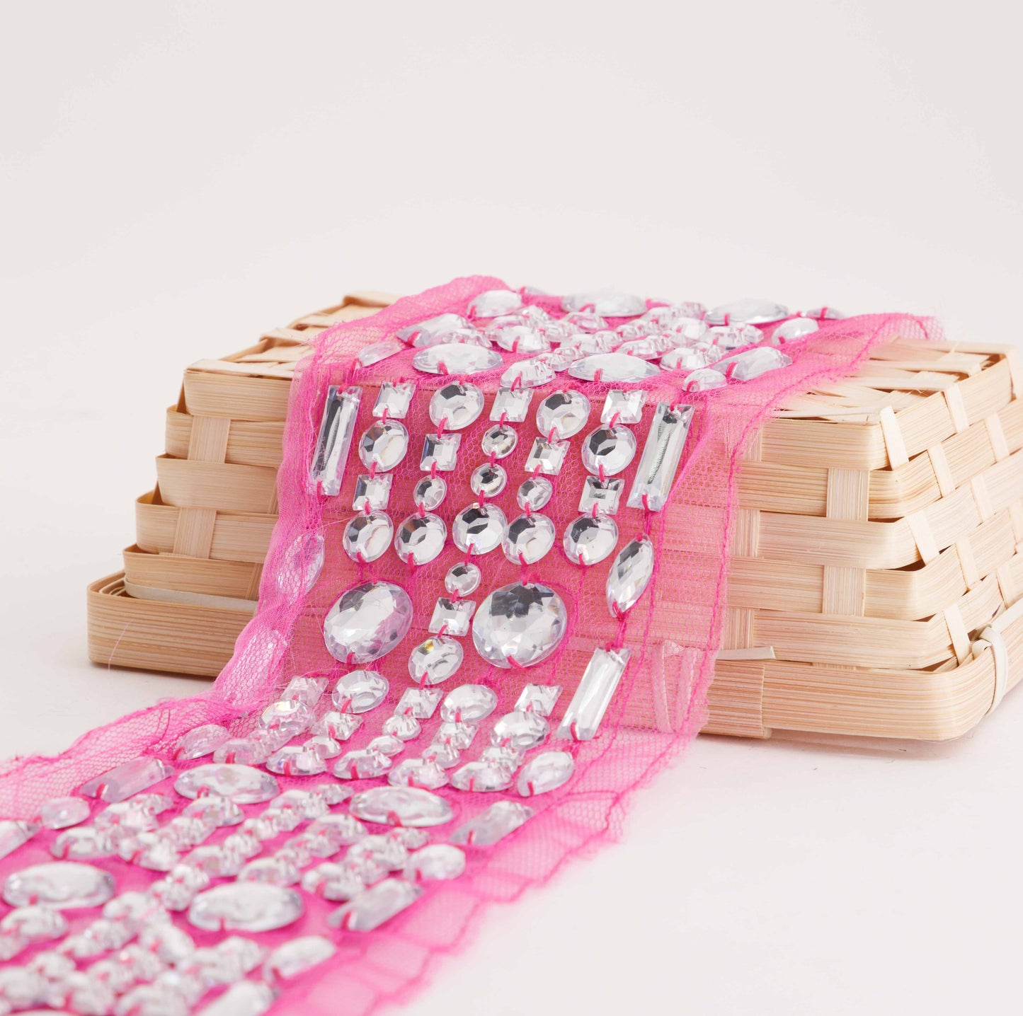 Acrylic Bead Braid on Mesh (SOLD PER METER)