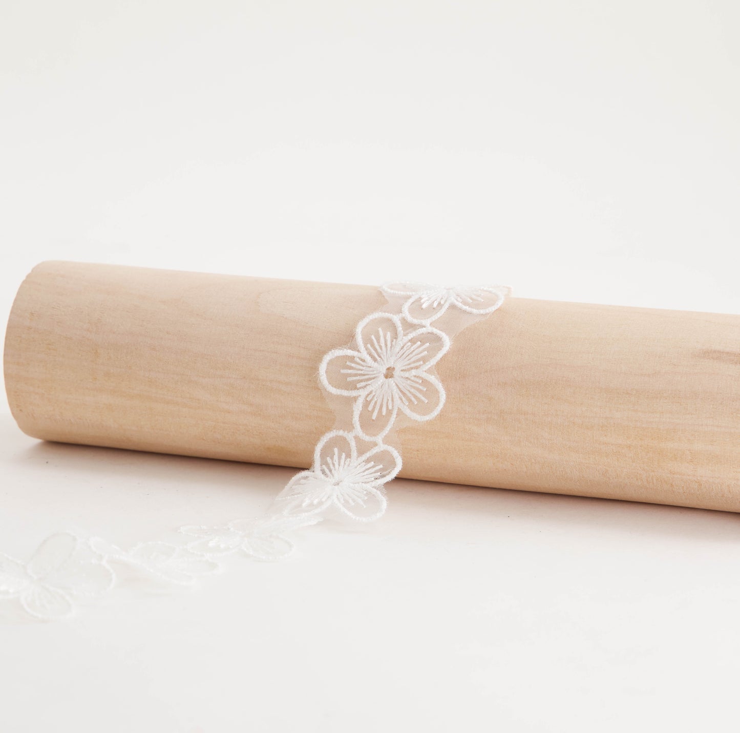 Embroidered Flower on Organza Mesh (SOLD PER METER)