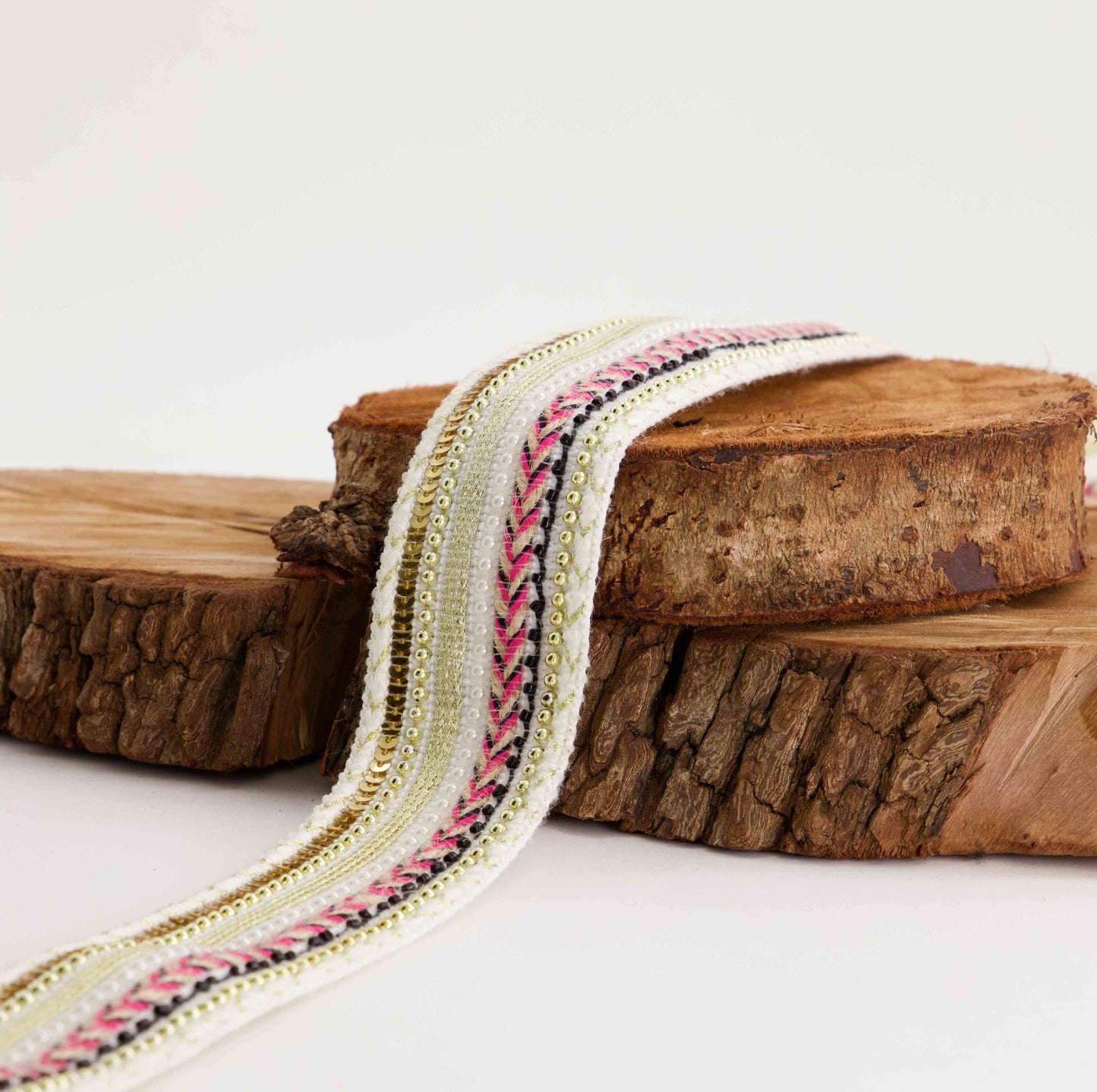 Sequin Braid with Stone, Cord and Fringe (SOLD PER METER)