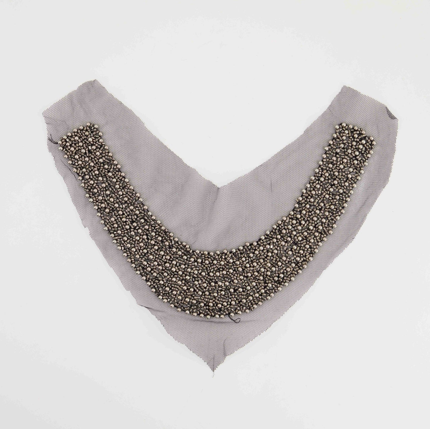 Gun Metal Seed Beaded Neckpiece & Mesh