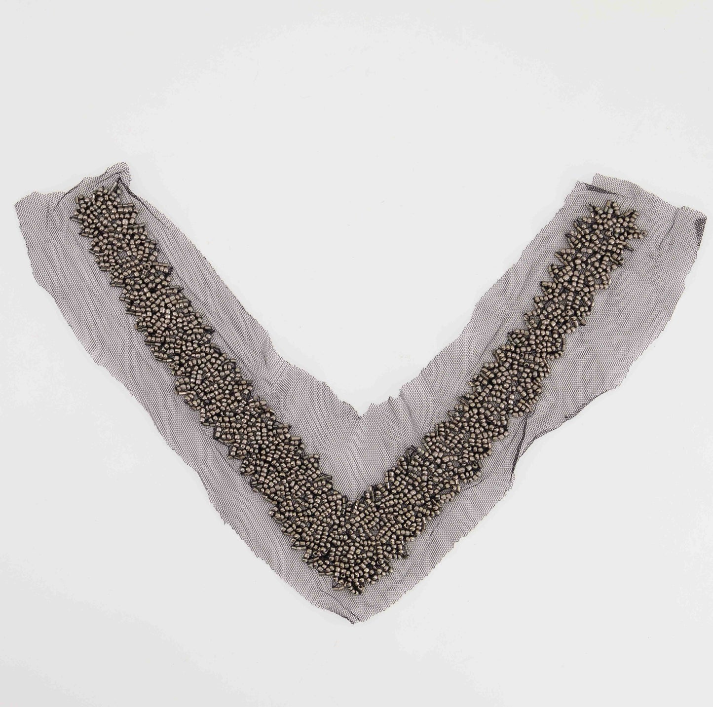 Gun Metal Seed Beaded Neckpiece & Mesh