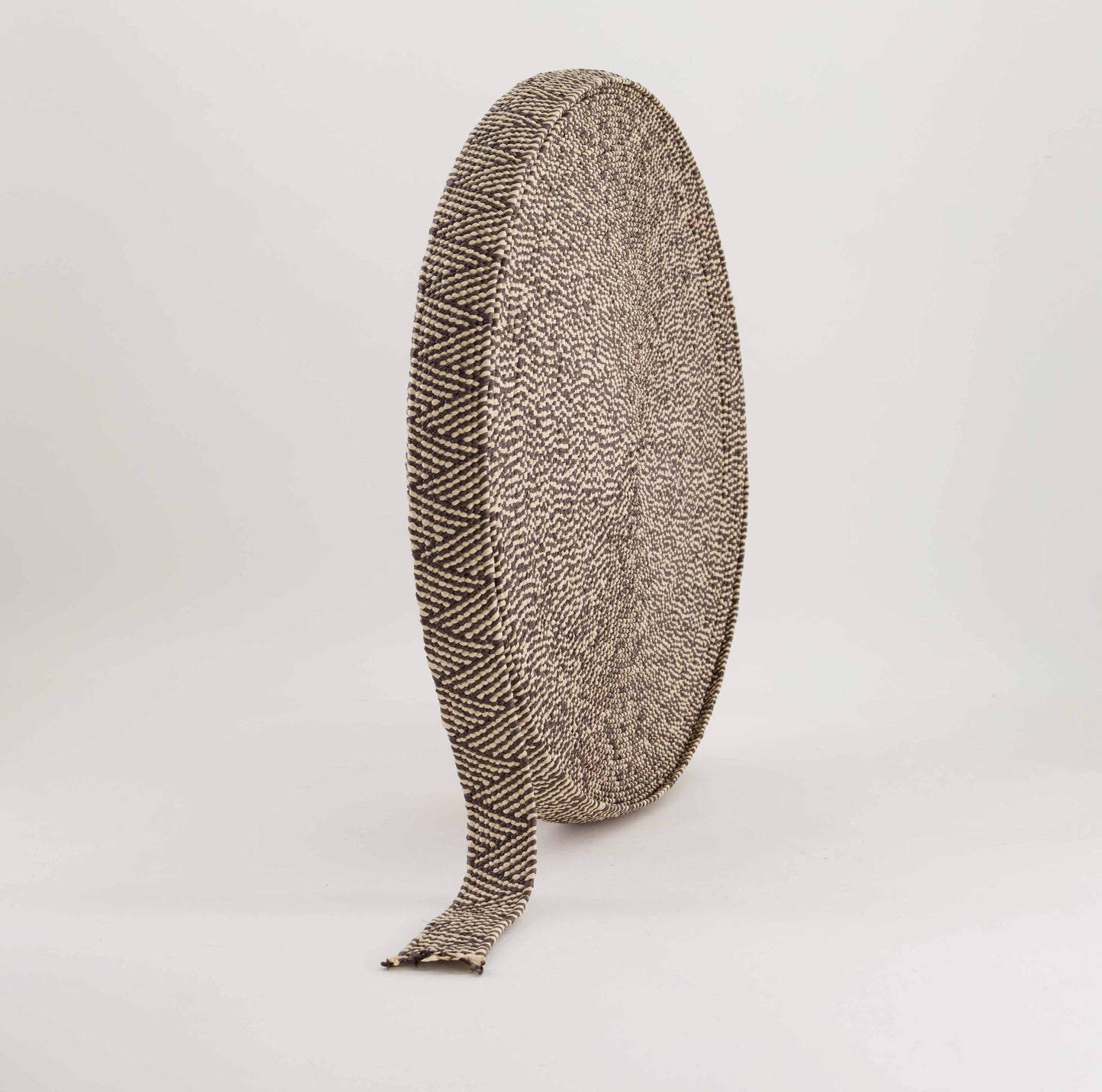 Hessian Braided Elastic -Brown and Cream (35mm) (SOLD PER METER & ROLL)