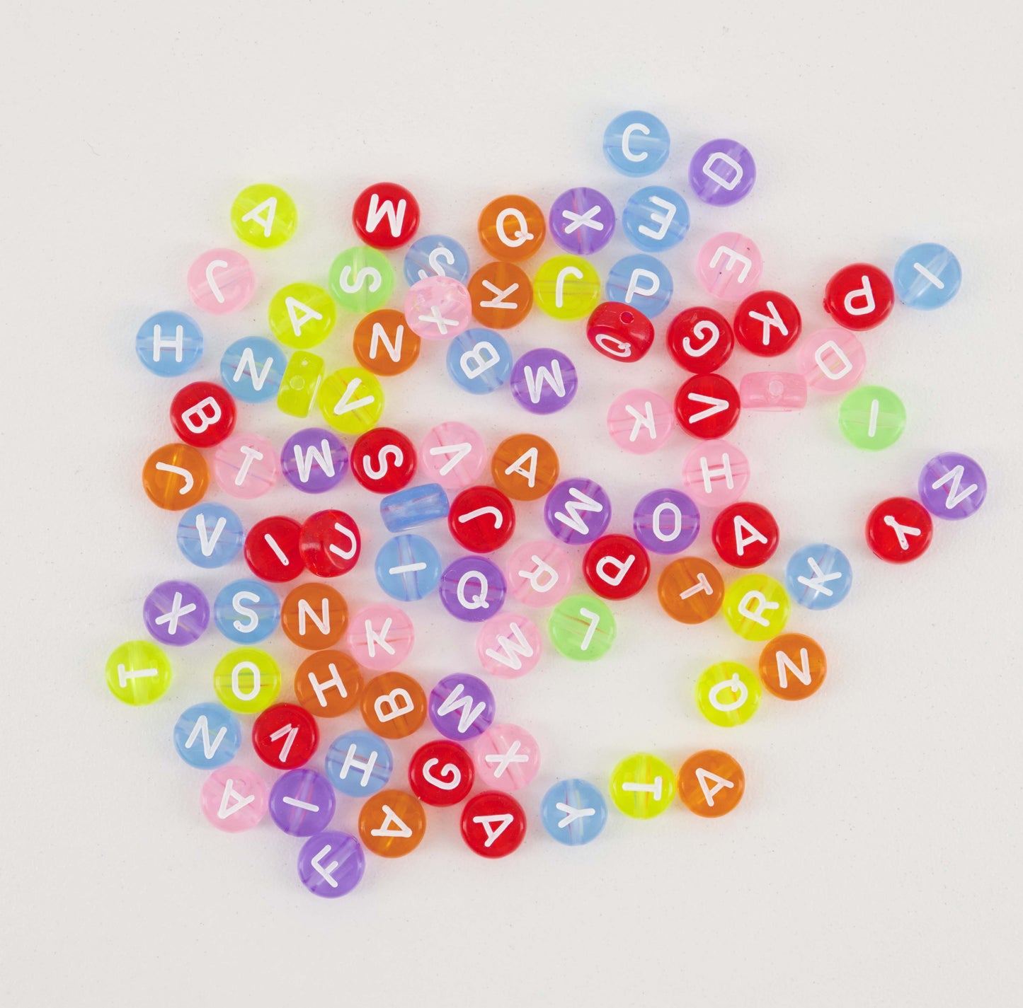 Multi Coloured Plastic Alphabet Beads (Round) (PACK OF 50,100 & 200)