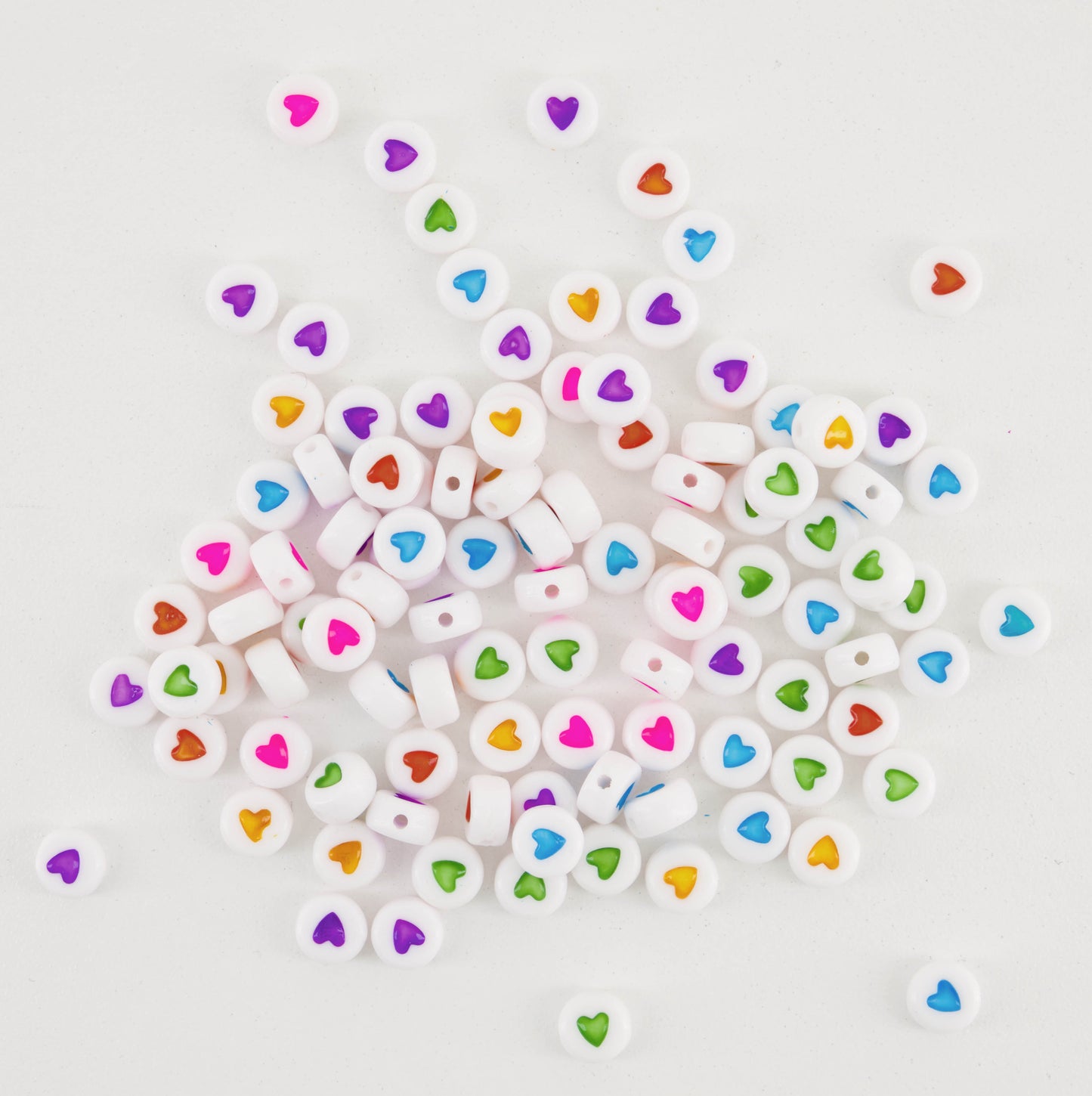 Plastic Heart Beads (Round) (PACK OF 50,100 & 200)
