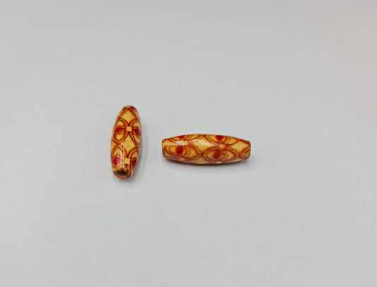 Fancy Elongated Wooden Bead (23mm) (PACK OF 20)