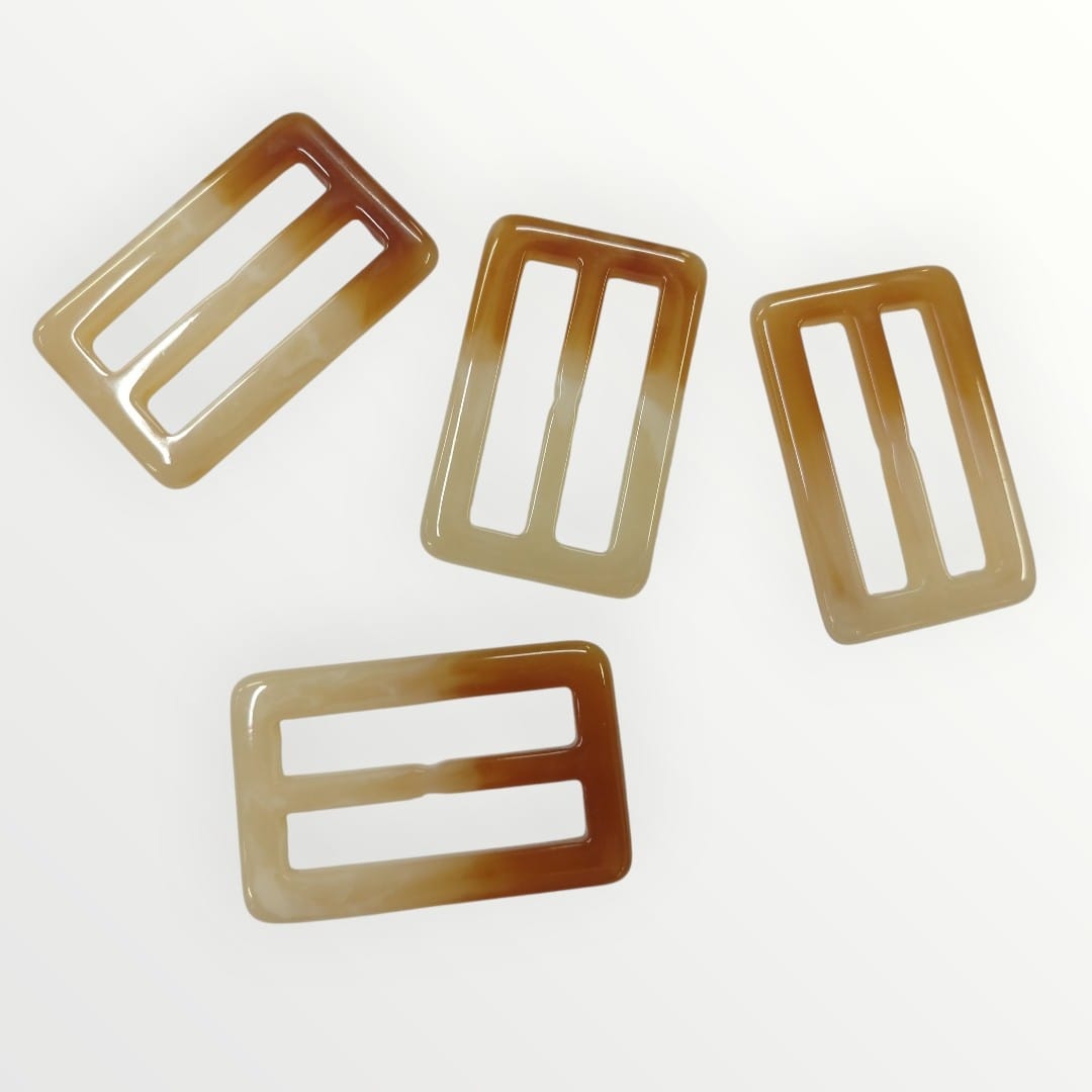 4.5cm Inner Rectangular Tortoise Shell Buckle - Peachy Brown/Cream