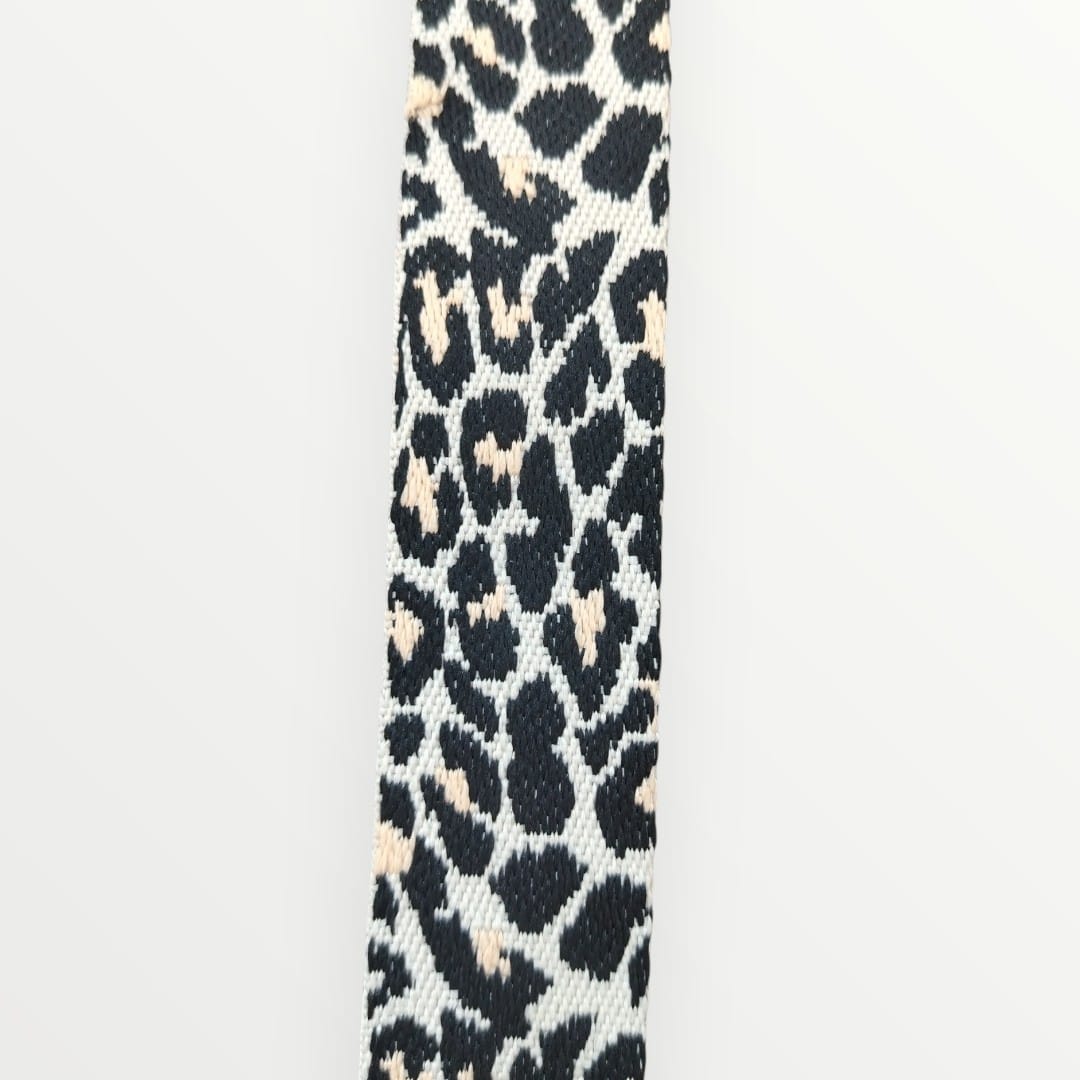 Fancy Webbing - 38mm - Leopard Print - Cream/Black/Gold