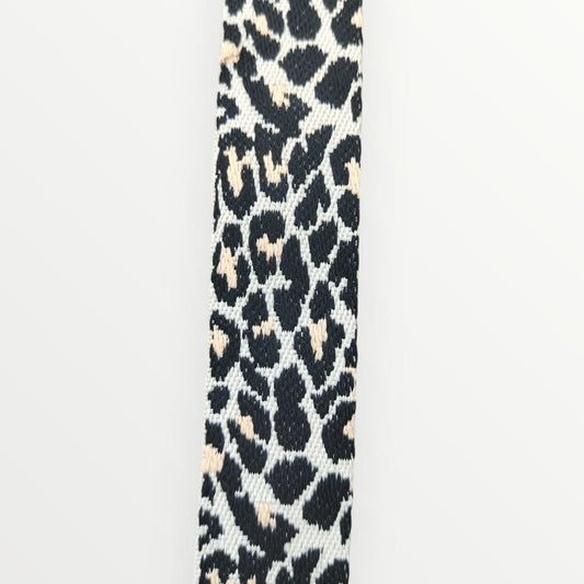 Fancy Webbing - 38mm - Leopard Print - Cream/Black/Gold