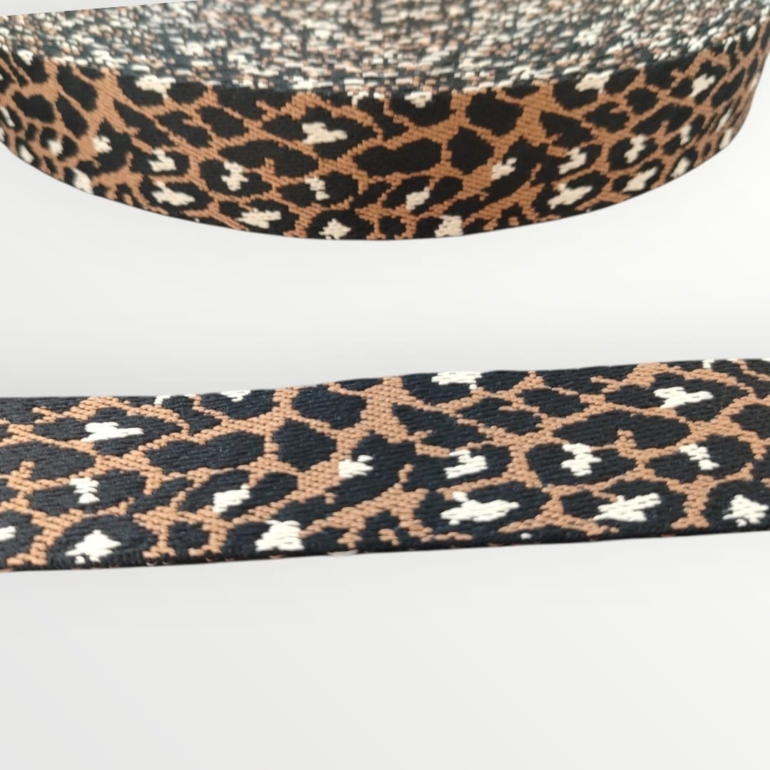 Fancy Webbing - 38mm - Leopard Print - Brown/Black/Gold