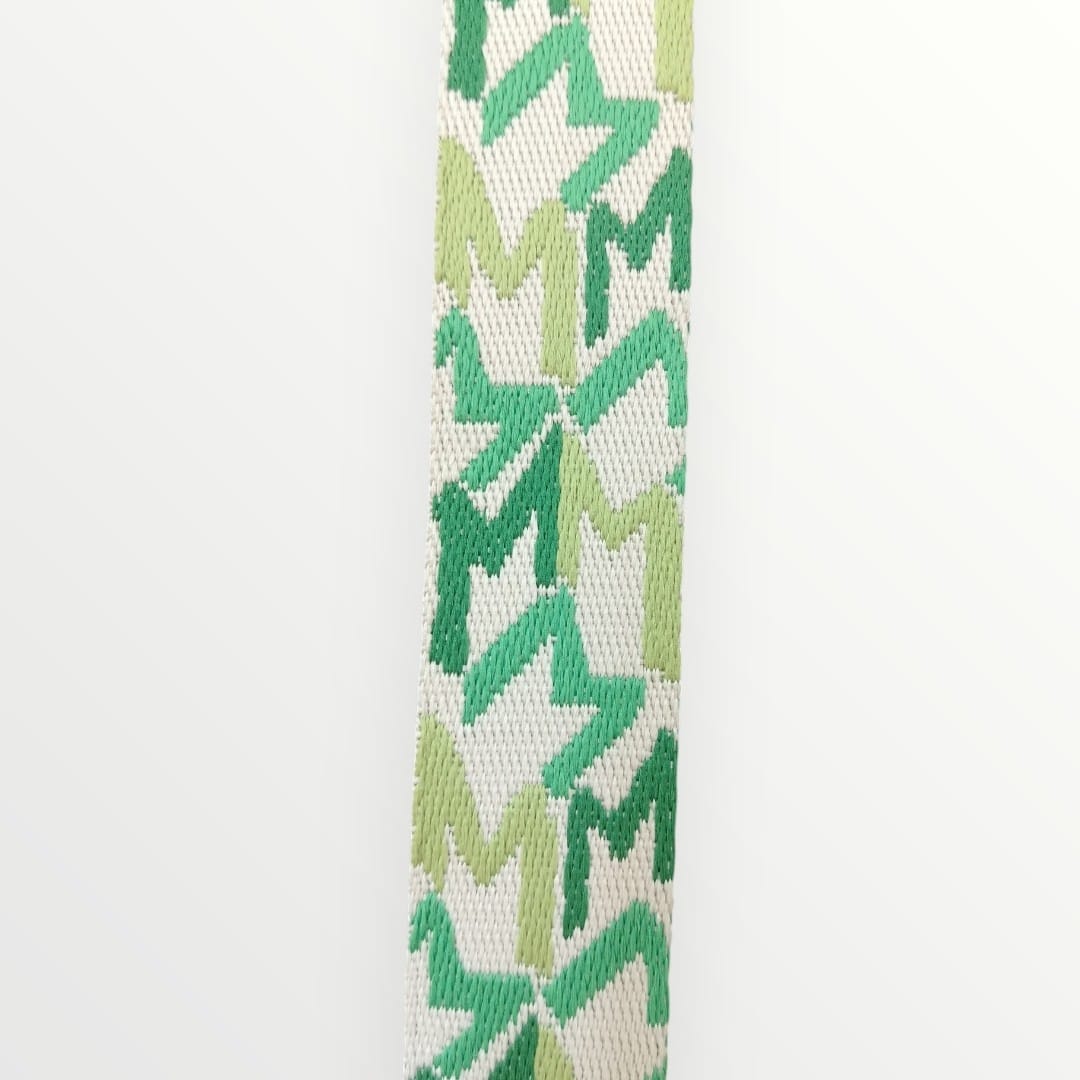 Fancy Webbing - 38mm - M Design - Green/Emerald/Cream