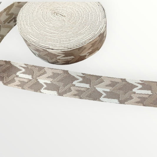 Fancy Webbing - 38mm -  M Design - Brown/Cream/Tan