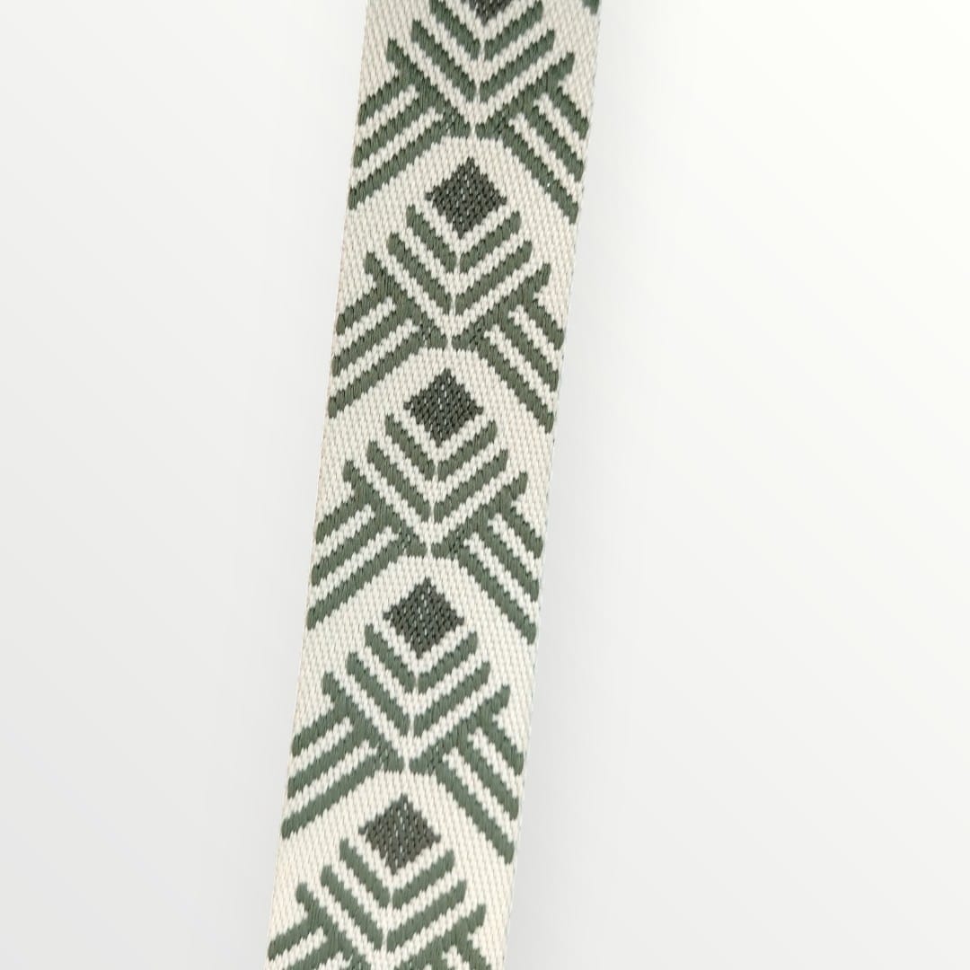 Fancy Webbing - 38mm - Diamond Stripe Design - Tan/Olive Green