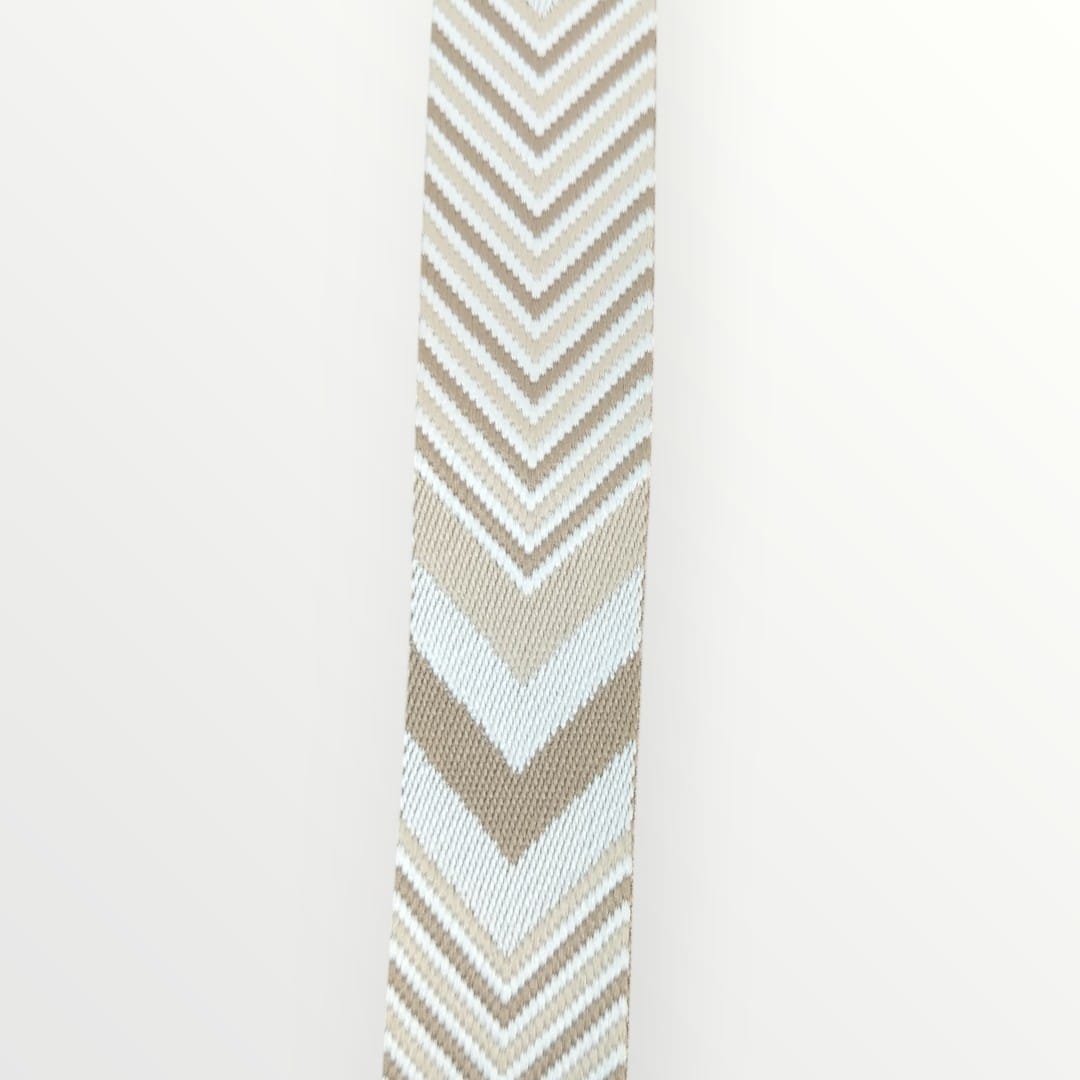 Fancy Webbing - 38mm - Triangle Stripe Design - Stone/Off White/Khakhi