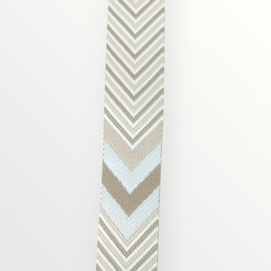 Fancy Webbing - 38mm - Triangle Stripe Design - Stone/Off White/Khakhi