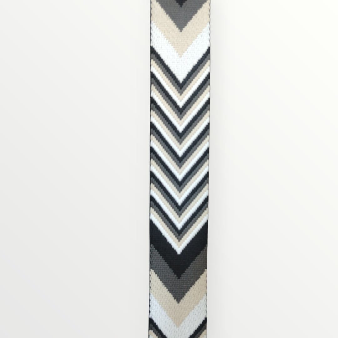 Fancy Webbing - 38mm - Triangle Stripe Design - Black/Grey/Off White/Khakhi