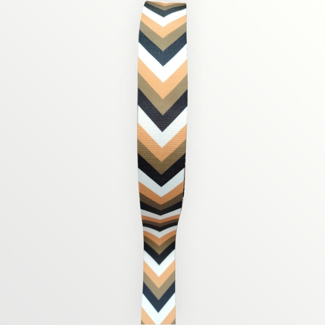 Fancy Webbing - 38mm - Arrow Stripe Design - Green/Black/White/Yellow