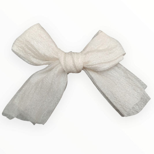 Organza Bow - Shiny Cream - 55 x 45mm