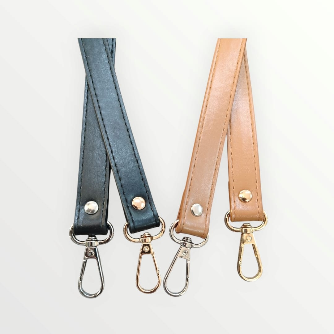 60cm PU Leather Bag Handle - Black or Brown PU  - Gold or Silver Metal Snaphook