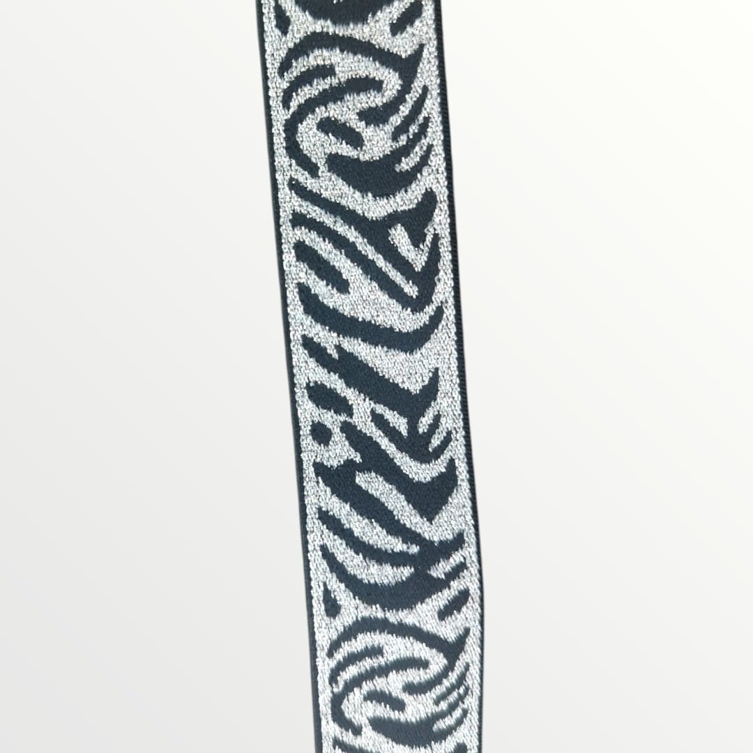 Fancy Elastic - Zebra Print Lurex - Black/Silver Lurex - (40mm) and (25mm)