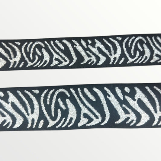 Fancy Elastic - Zebra Print Lurex - Black/Silver Lurex - (40mm) and (25mm)