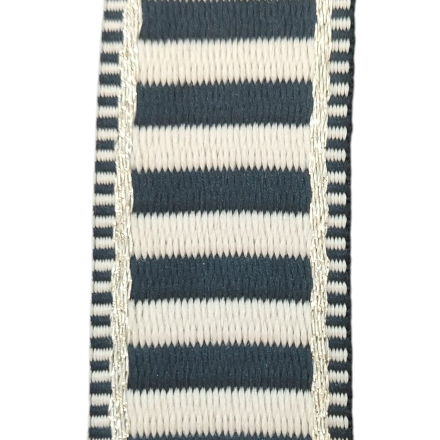 Fancy Webbing - 38mm - Striped Design - Tan/Black/Hint of Gold