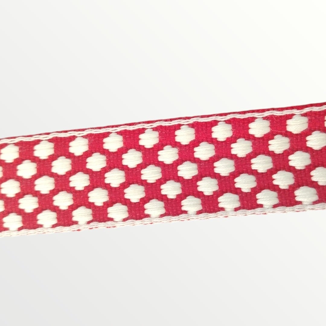 Fancy Webbing - 38mm - Spotted Clover Design - Cream/Red