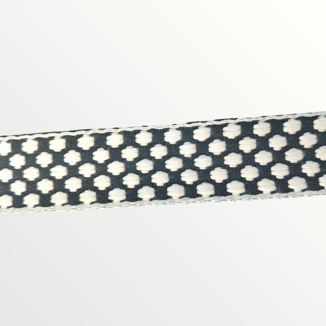 Fancy Webbing - 38mm - Spotted Clover Design - Cream/Black