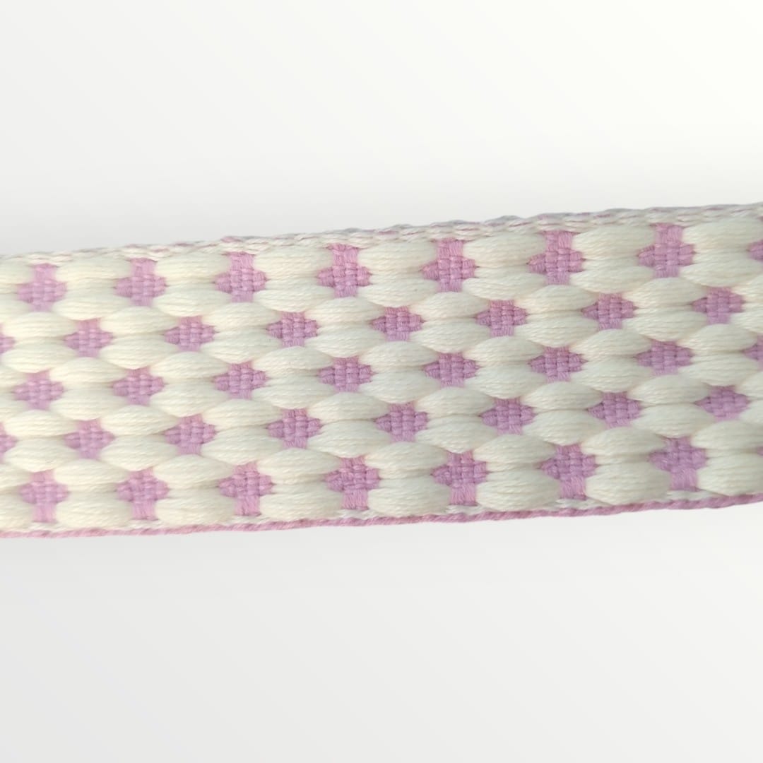 Fancy Webbing - 38mm - Spotted Clover Design - Cream/Pink