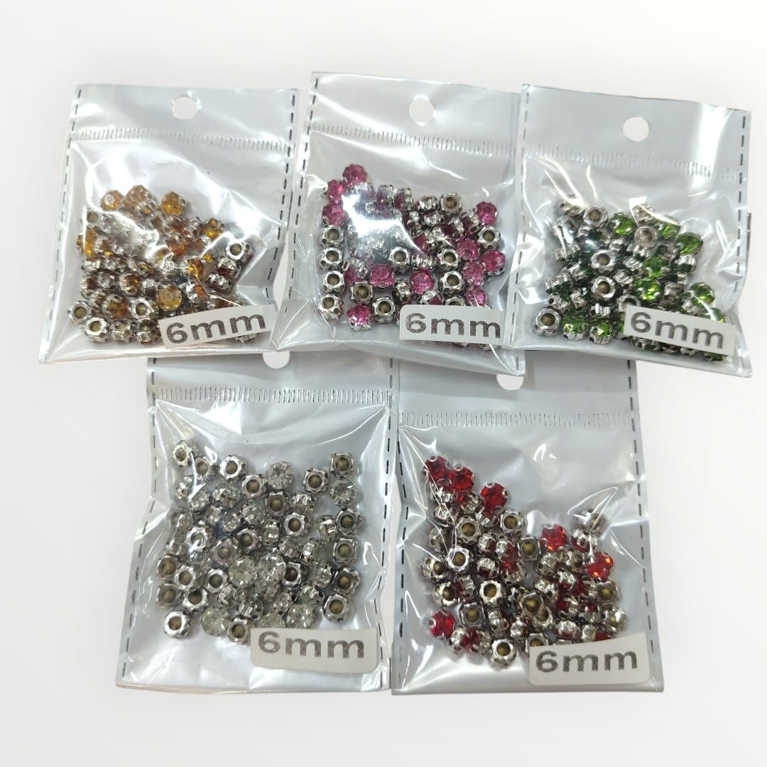 Diamante Clawstones (Pearl Machine Compatible) (6mm)(8mm)(10mm) Assorted Colours (SOLD IN PACKS OF 50 CLAWSTONES with 50 PINS)
