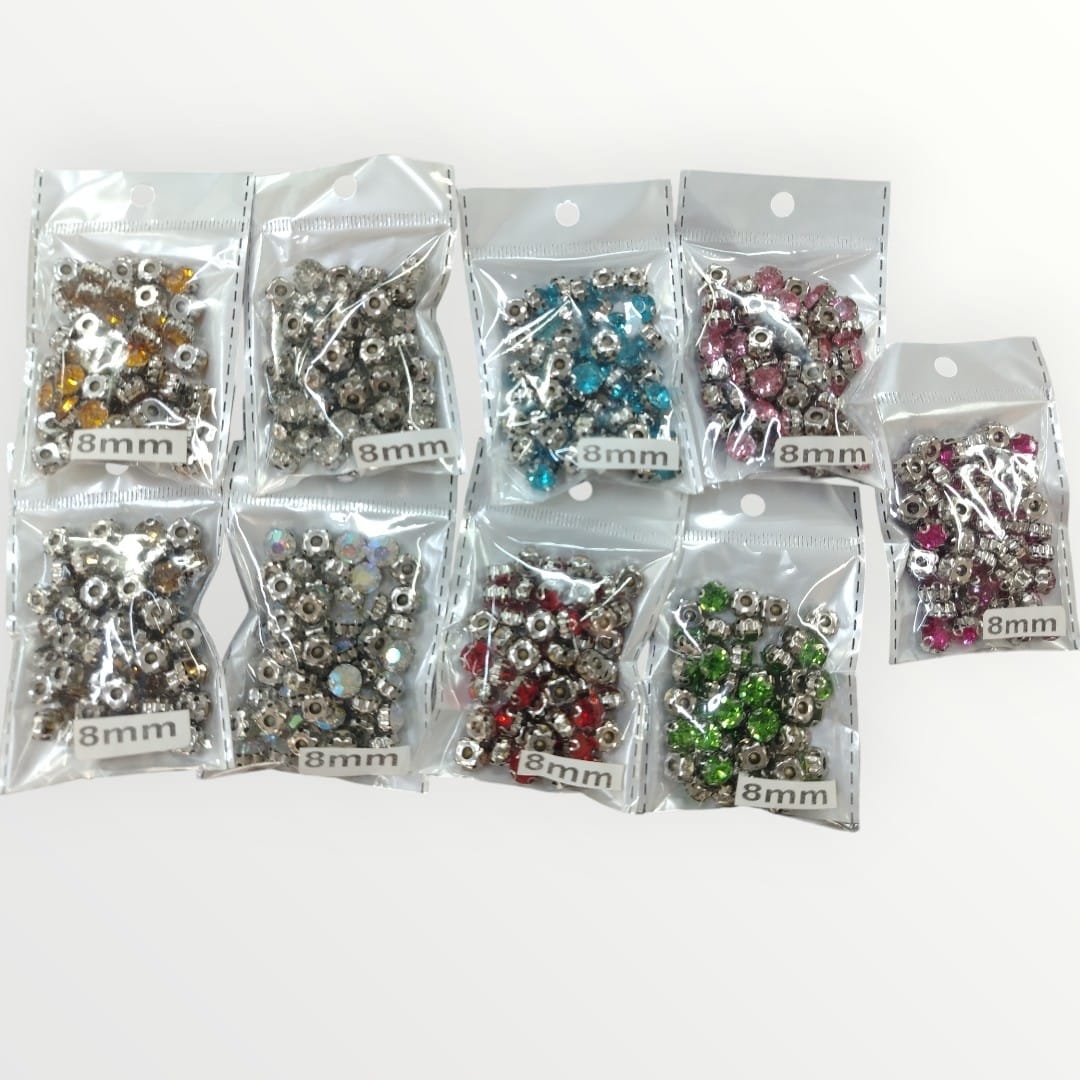 Diamante Clawstones (Pearl Machine Compatible) (6mm)(8mm)(10mm) Assorted Colours (SOLD IN PACKS OF 50 CLAWSTONES with 50 PINS)