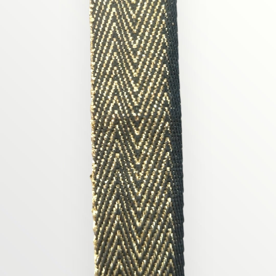 2cm Lurex Twill Tape - Black/Gold Lurex (SOLD PER METRE)