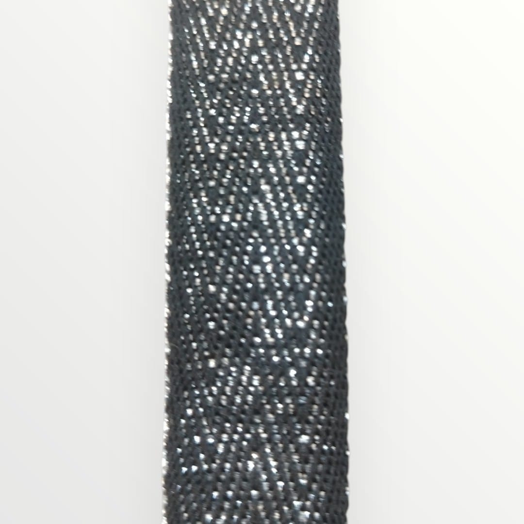 2cm Lurex Twill Tape - Black/Silver Lurex (SOLD PER METRE)