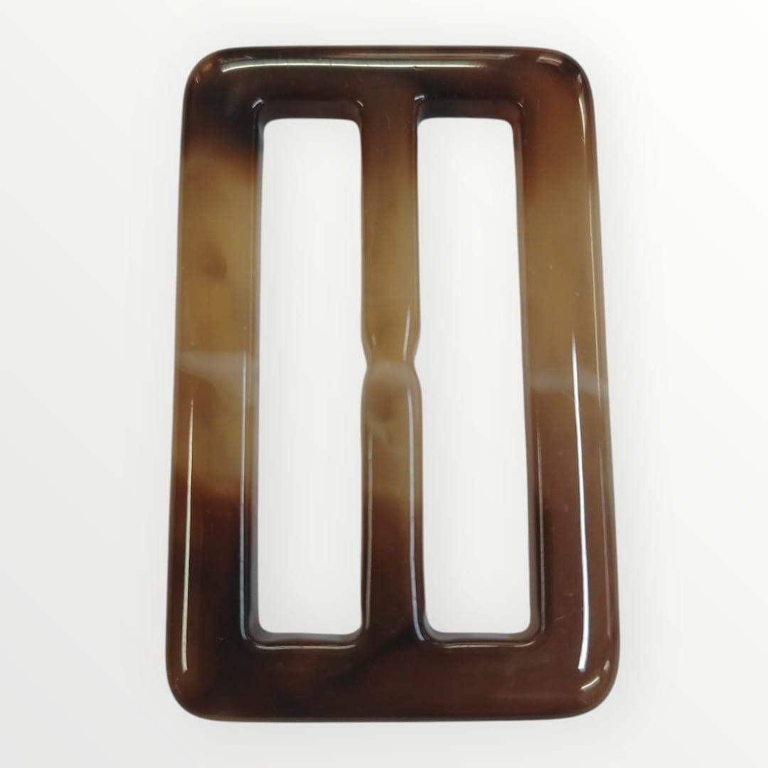 4.5cm Inner Tortoise Shell Rectangular Buckle - Dark Brown/Light Brown