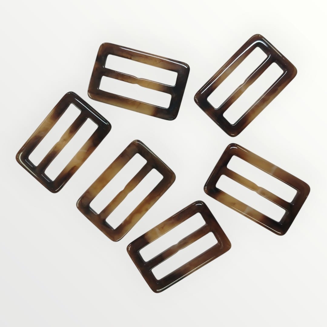 4.5cm Inner Tortoise Shell Rectangular Buckle - Dark Brown/Light Brown