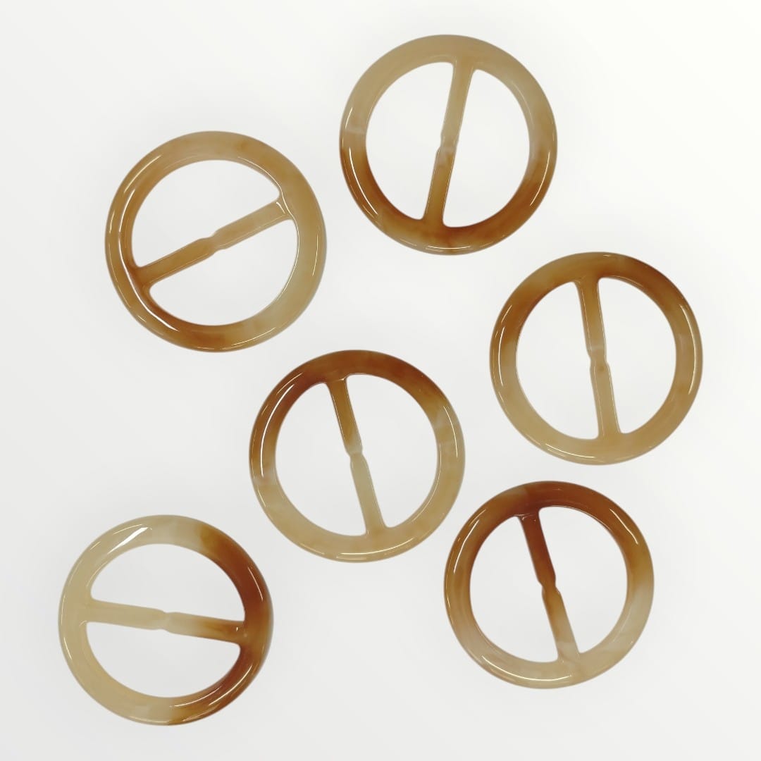 4.5cm Inner Round Tortoise Shell Buckle - Peachy Brown/Ivory