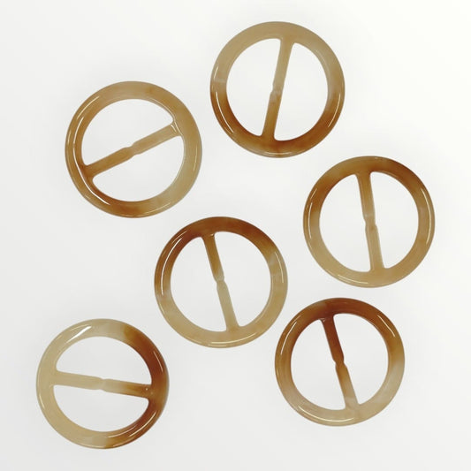 4.5cm Inner Round Tortoise Shell Buckle - Peachy Brown/Ivory