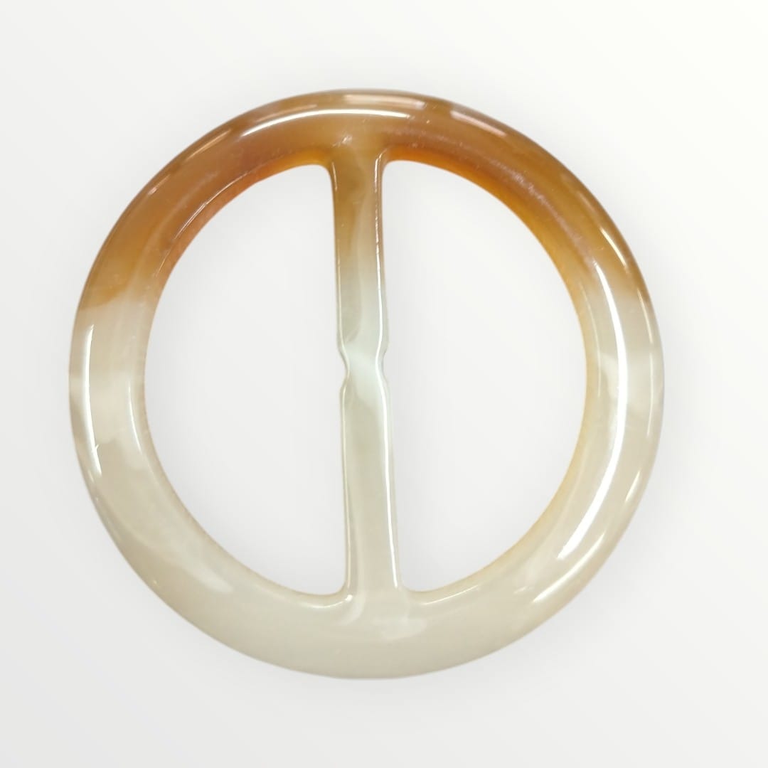4.5cm Inner Round Tortoise Shell Buckle - Peachy Brown/Ivory