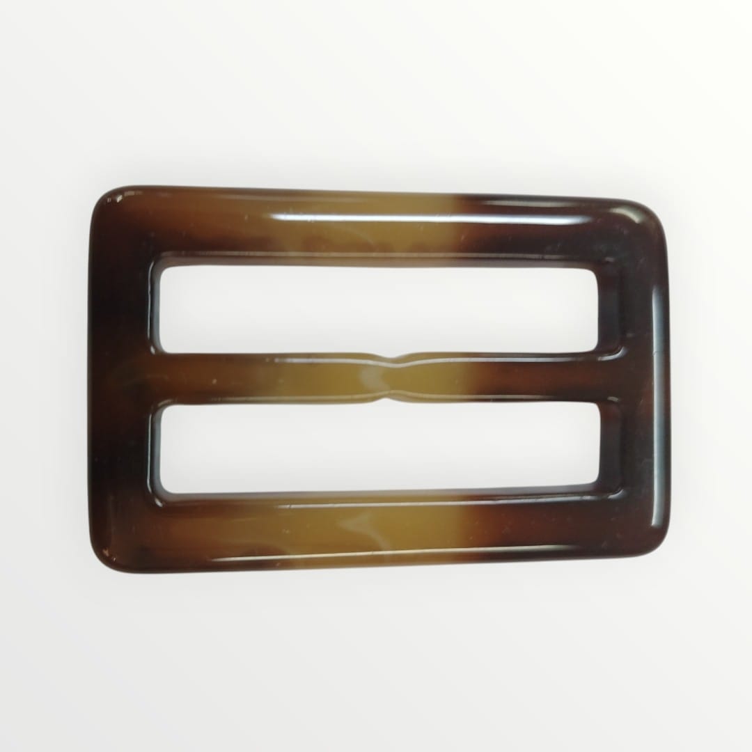 4.5cm Inner Tortoise Shell Rectangular Buckle - Chocolate Brown/Light Brown