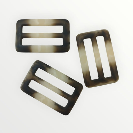 4.5cm Inner Rectangular Tortoise Shell Buckle - Dark Brown/Ivory (Matte Finish)
