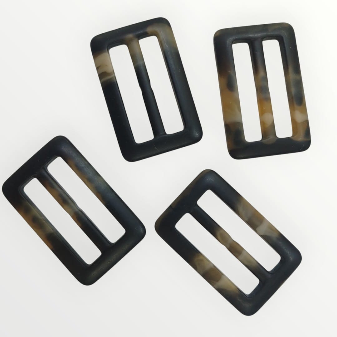 4.5cm Inner Rectangular Tortoise Shell Buckle - Dark Brown/Cream (Matte Finish)
