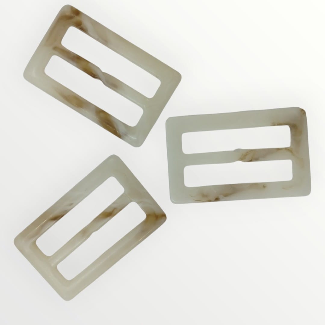 4.5cm Inner Tortoise Shell Rectangular Buckle - Ivory/Caramel (Matte Finish)