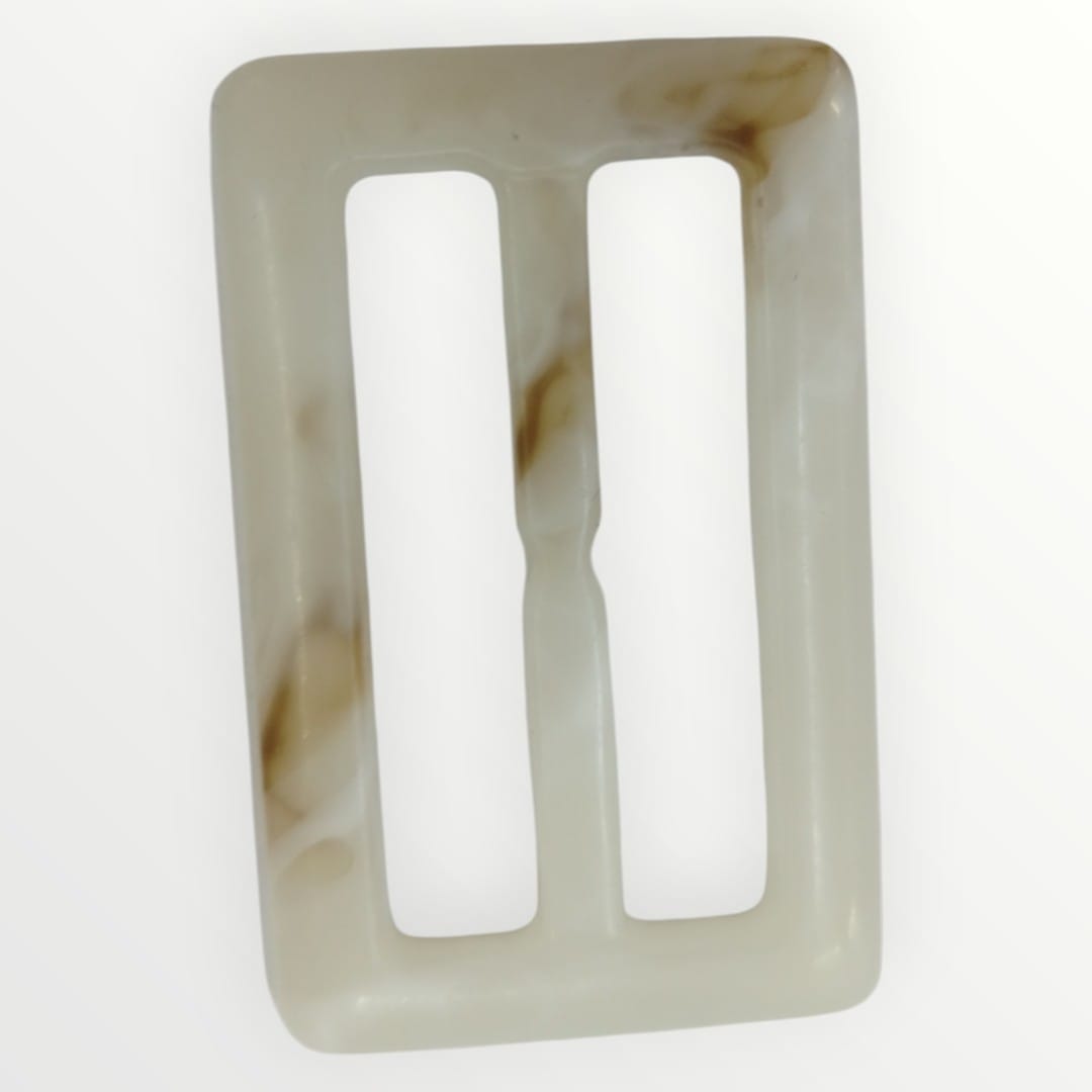 4.5cm Inner Tortoise Shell Rectangular Buckle - Ivory/Caramel (Matte Finish)