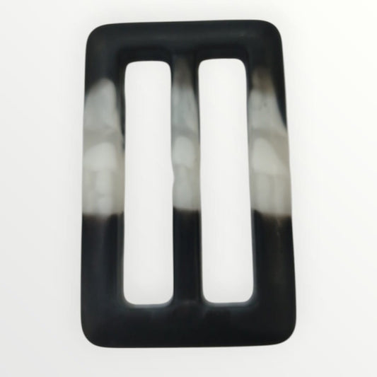 Rectangular Tortoise Shell Buckle -4.5cm Inner - Matte Black/Ivory