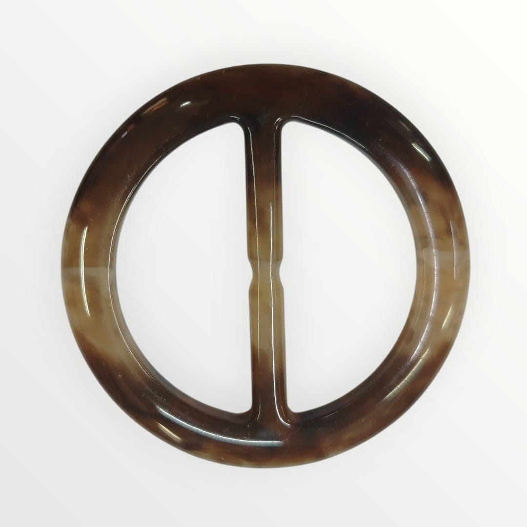 4.5cm Inner Tortoise Shell Round Buckle - Brown/Light Brown