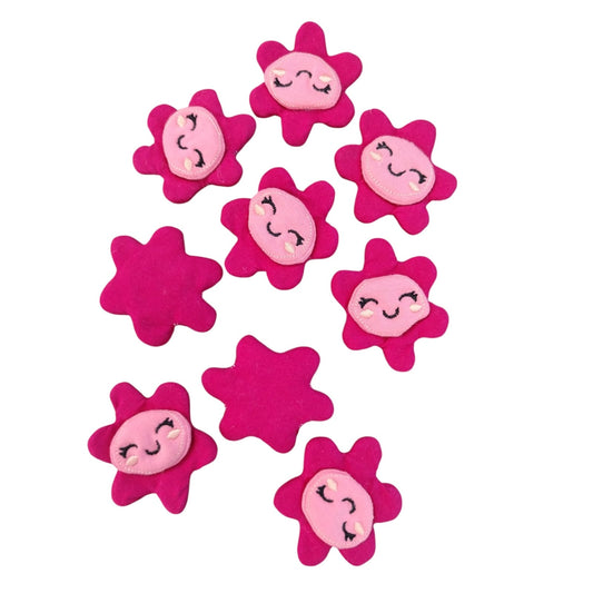 Smiling Flower Patch Motif - Light Pink/Cerise Pink
